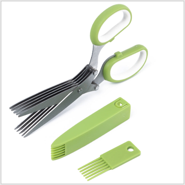 Stainless steel 5 blade Herb Scissor with brush