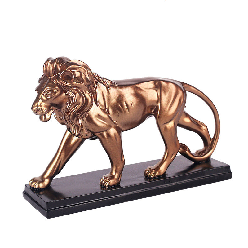 Gold Plated Lion Statue for Office Desk