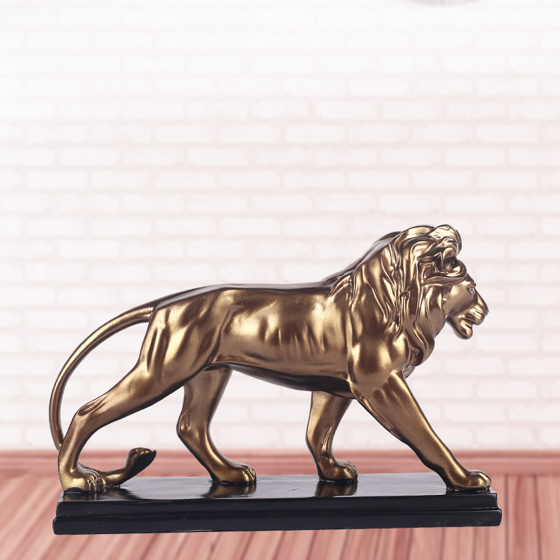 Gold Plated Lion Statue for Office Desk