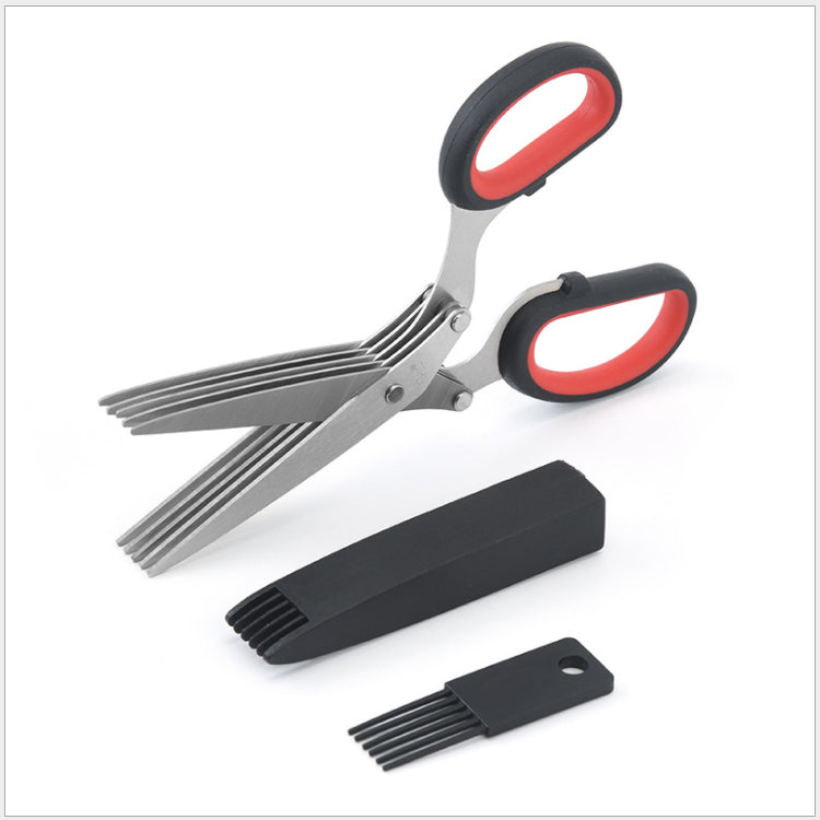 Stainless steel 5 blade Herb Scissor with brush